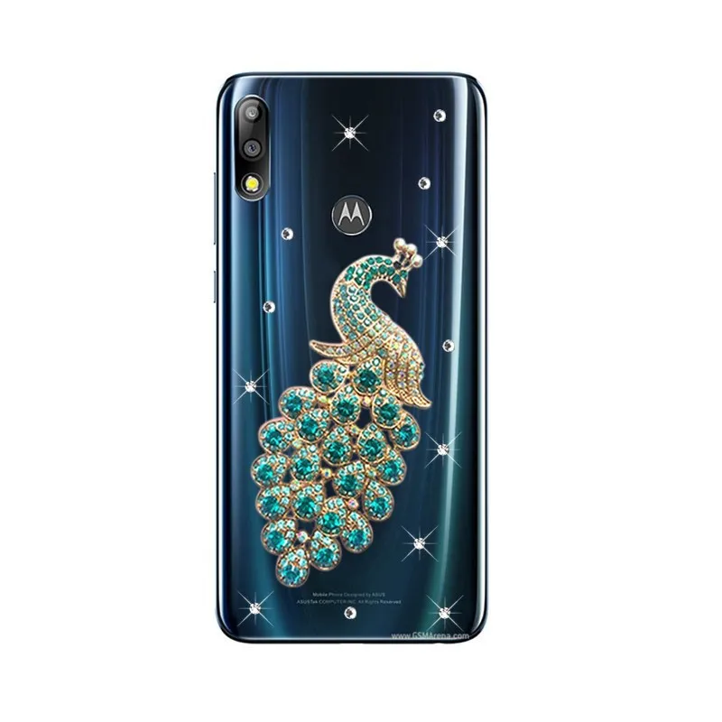 Чехол для Motorola One Power прозрачный чехол с рисунком павлина и стразами P30 Android 8