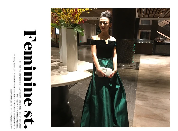 Robe de soriee Зеленое Длинное Вечернее Платье макси с открытыми плечами, бархатный топ, атласное вечернее платье, элегантное платье на шнуровке сзади Vestidos