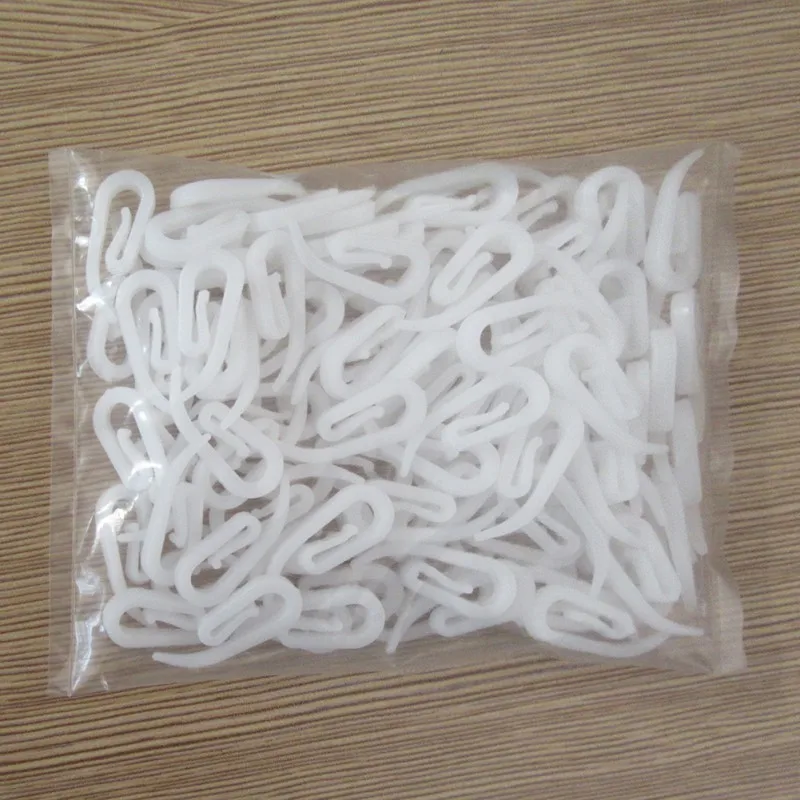 100Pcs 100 шт./1 пакет крючки для штор складные крючки для штор s крючки белая пластиковая форма для занавесок Висячие аксессуары - Цвет: 100Pcs
