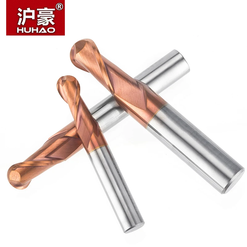 HUHAO 1pc HRC50 Tapered Ball Nose End Mill Tungsten Coated Head Cutter Steel R0.5 R6mm CNC Engraving Bit|cnc engraving bits|engraving bitsball nose |