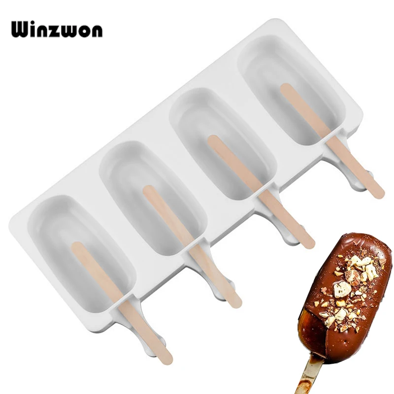 4 ячейки силиконовая форма для Фруктового мороженого на палочке формователь
