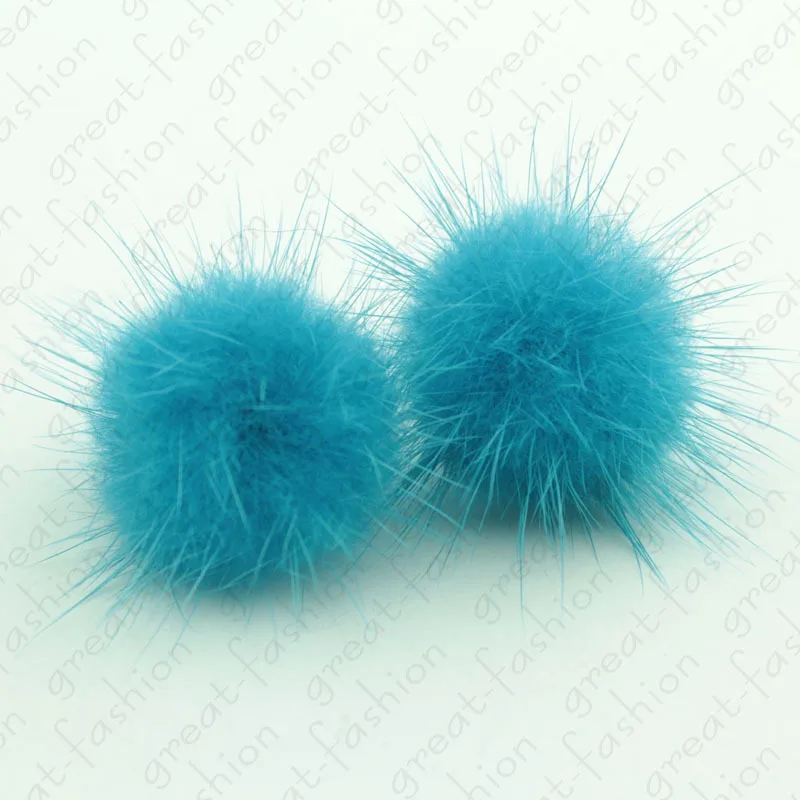 Модные серьги металлические с шариком из натурального меха норки цветком для