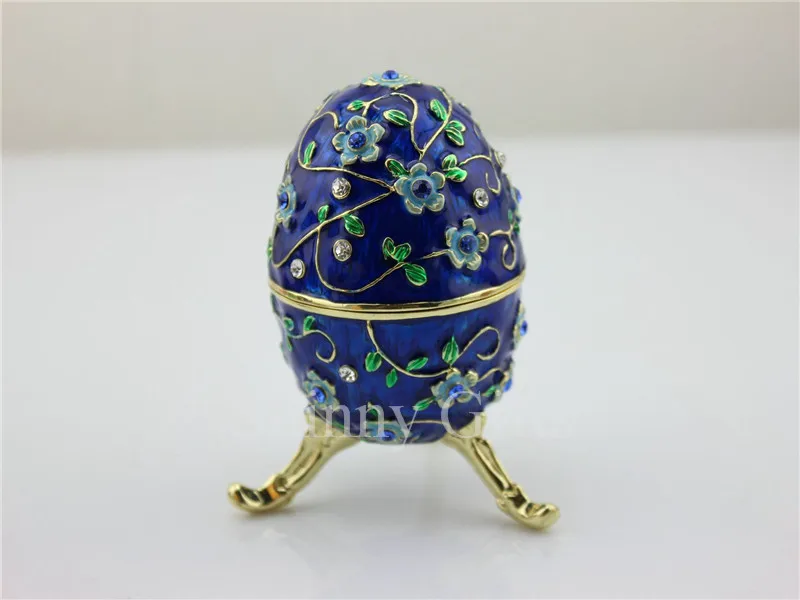 Pewter Enamel Handmade Gift Crystal metal Easter Egg Trinket Box Flower Decor Vintage Russia Magnet Craft | Дом и сад
