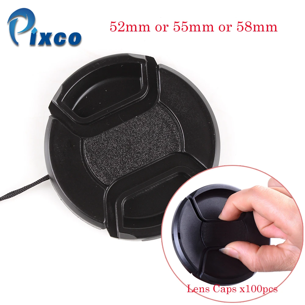 Pixco x100 шт Центральная защелкивающаяся передняя крышка объектива 52 мм или 55 58
