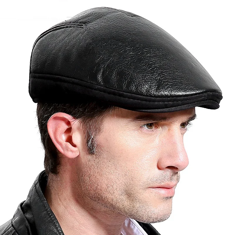 Мужские зимние теплые бейсболки из натуральной кожи новинка 2018 года Кепка в