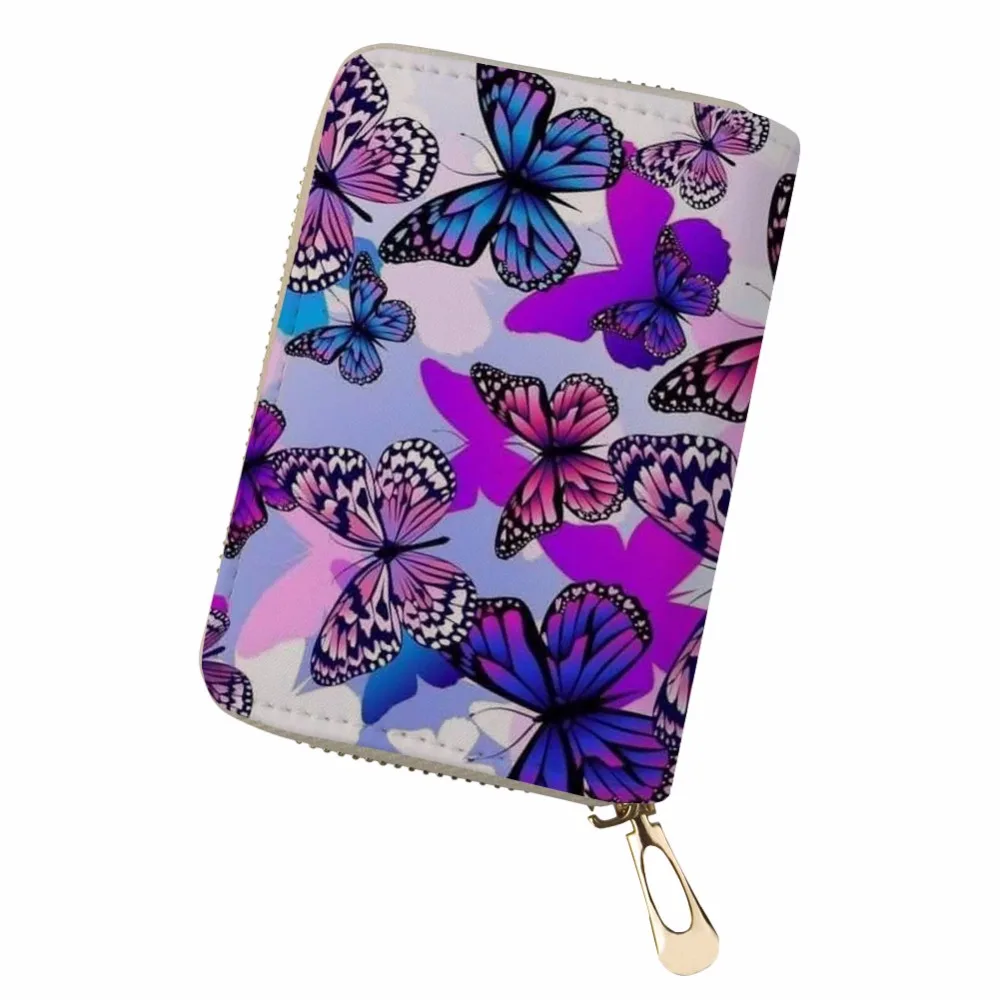 Бесшумный дизайн из искусственной кожи kaarthouder бабочки Красочные карты держатель