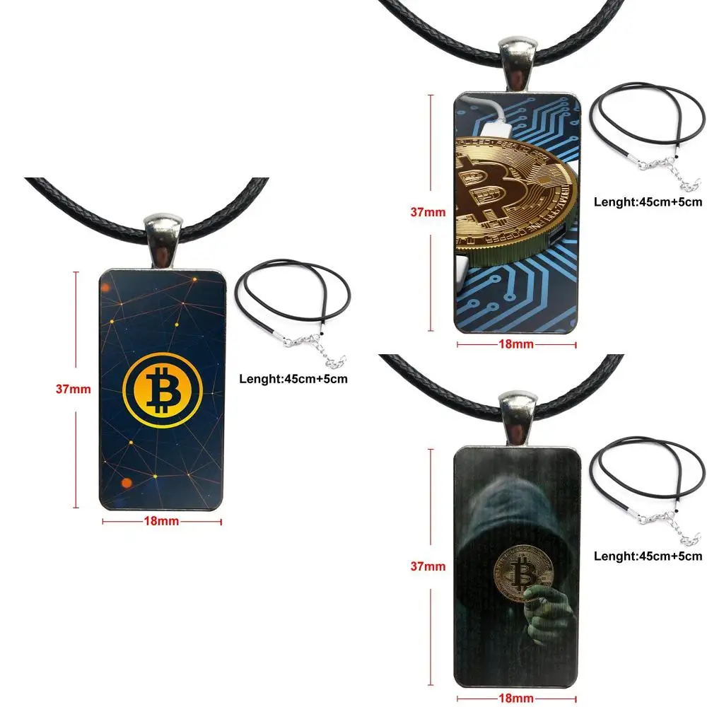 Женское ожерелье ручной работы с мультипликационным рисунком Биткоин модное