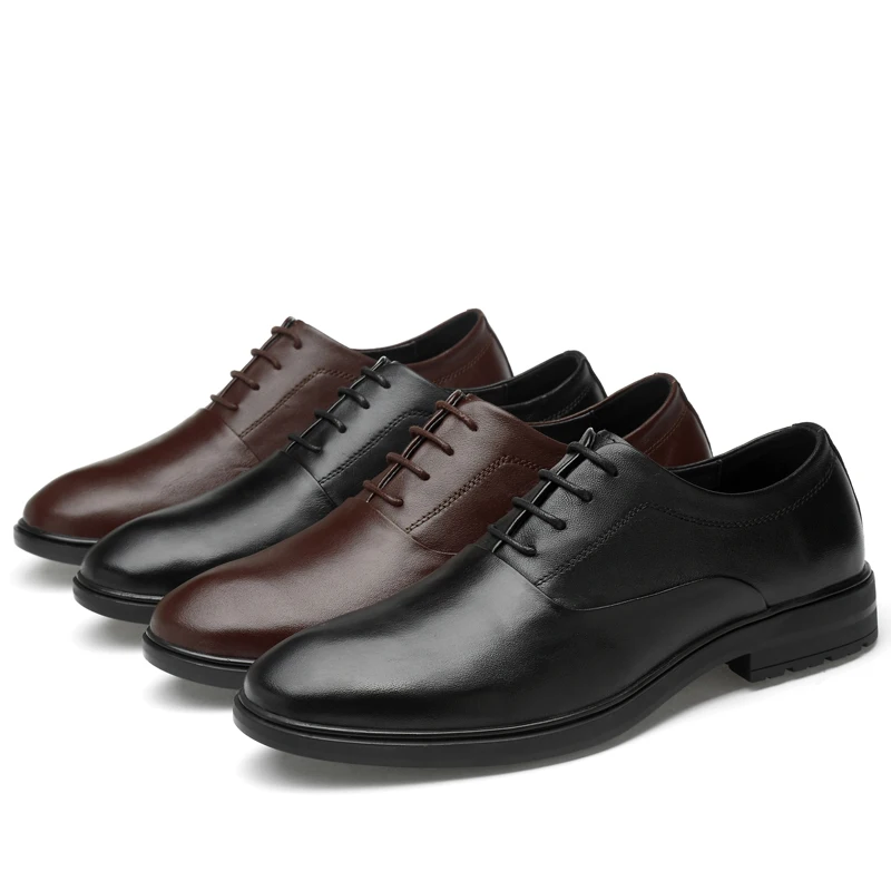 Men's Derby Shoes Genuine Leather 2021 New Formal Male Classics Black Brown Elegant Office For Men Wedding Shoe Man | Обувь
