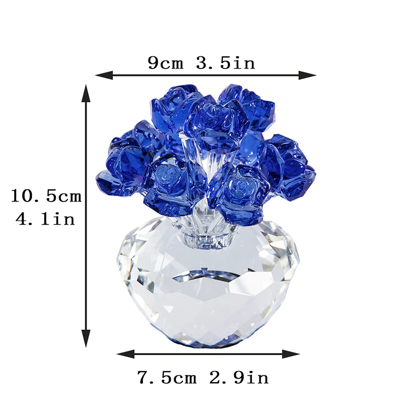 H &amp D Синий Кристалл Цветущая Роза букет цветы статуэтки дома свадебный