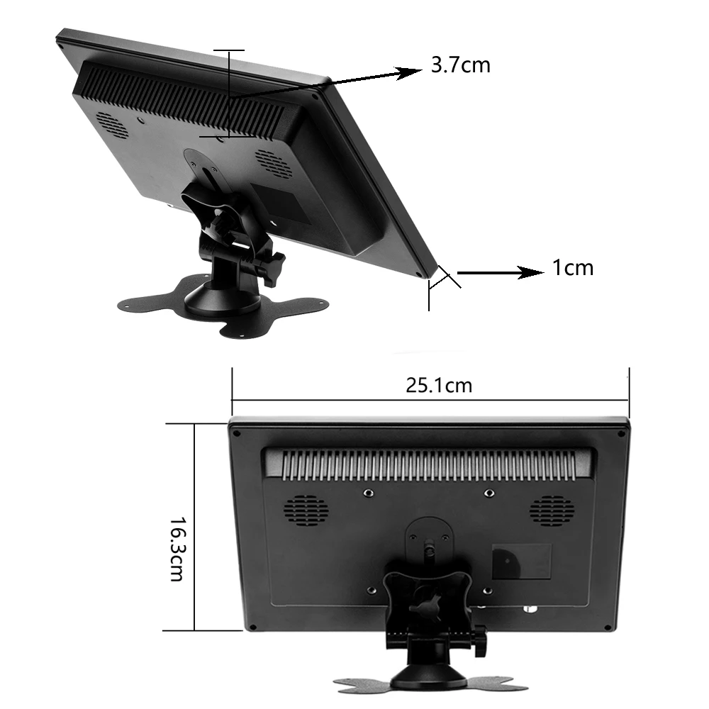 Podofo 10 1 &quotLCD HD монитор Мини ТВ и компьютер цветной экран 2 канальный видео вход