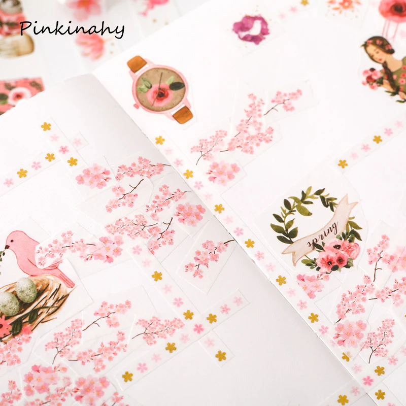 Свежий стиль цветы декоративные каваи позолота Маскировка васи лента японские