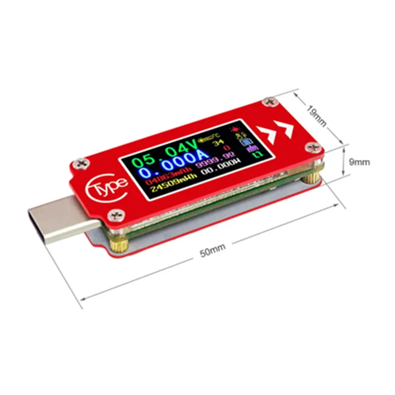 TC64 тип c Вольтметр Амперметр Красный цвет ЖК дисплей USB измеритель напряжения