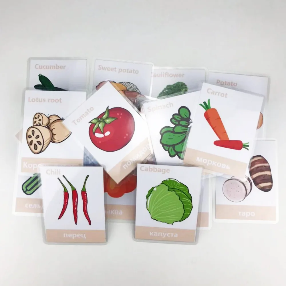 DDWE Обучающие русские английские Мультяшные Овощи Монтессори мандарин персонажи