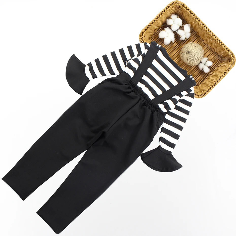 Детский комбинезон с V-образным вырезом и рубашка в полоску на возраст 6-14 лет |