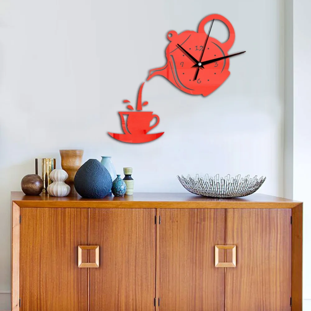 3D акриловые настенные часы Креативные украшения сделай сам для кухни кофейной