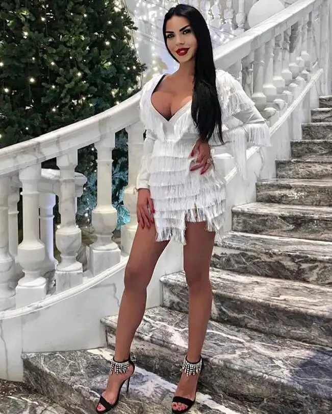 Одежда высшего качества сексуальный v-образный вырез с длинным рукавом