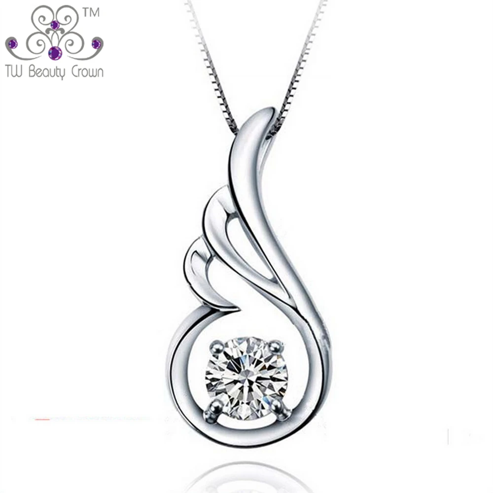 

Big Promotion Genuine 925 Sterling Silver Elegant White AAA Austrian Crystal CZ Pendant Necklaces For Women Fashion Jewelry