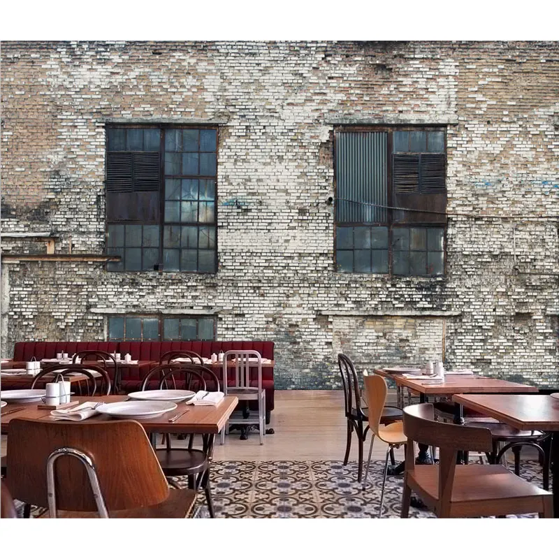 Ретро окно кирпичная стена фото обои росписи домашний бар Декор Papel де Parede 3D