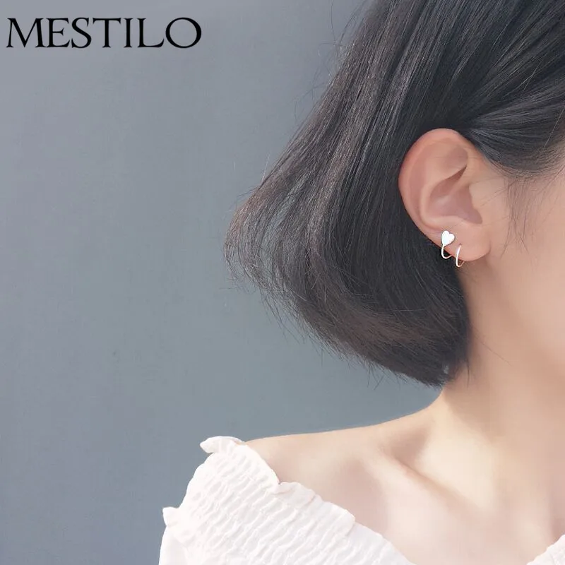 MESTILO корейские 925 пробы серебряные маленькое сердце любви серьги для женщин