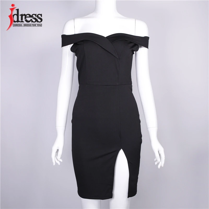 Женское платье туника IDress черное/Красное Облегающее Платье с вырезом лодочкой и