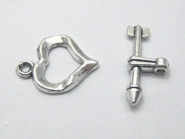 100 комплектов тибетских серебряных застежек в виде любящего сердца и стрел | Дом