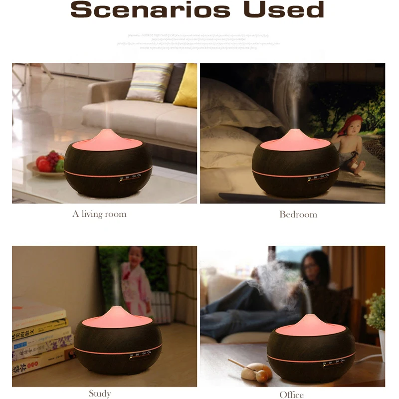 CHOLID Oil Diffuser wood grain Aromatherapy air Humidifier Essential diffusers Aroma purifier MistMaker led light for Home | Бытовая