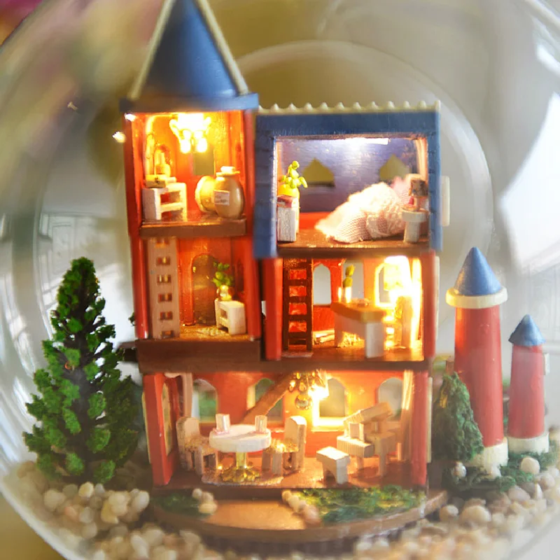 

CUTE ROOM Dream Castle Diy Wooden Doll House Furniture Toys Handmade Craft Model Kit DollHouse Toys Gift For Children