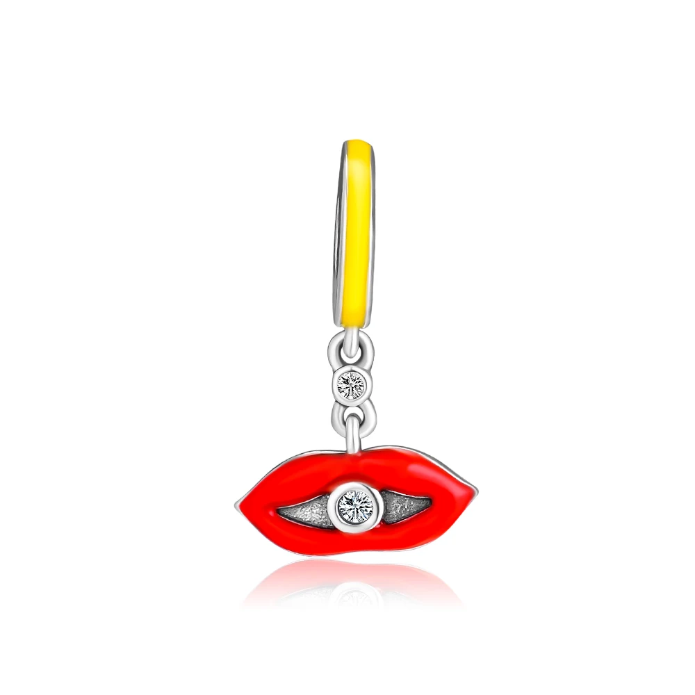 

DIY Fits for Europe Charms Bracelets Glamour Kiss Beads with Red Yellow Enamel 100% 925 Sterling-Silver-Jewelry Free Shipping