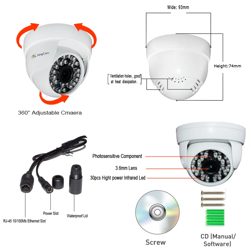 KingCam 4MP безопасности IP Камера Крытый ipcam день/ночь вид домашней 1080 P CCTV ONVIF