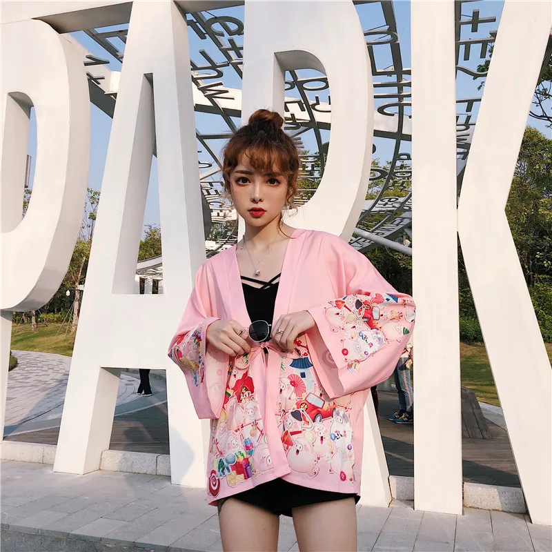 Женское кимоно с принтом Pig Yukata летняя рубашка на шнурках для косплея 11326|Рубашки|