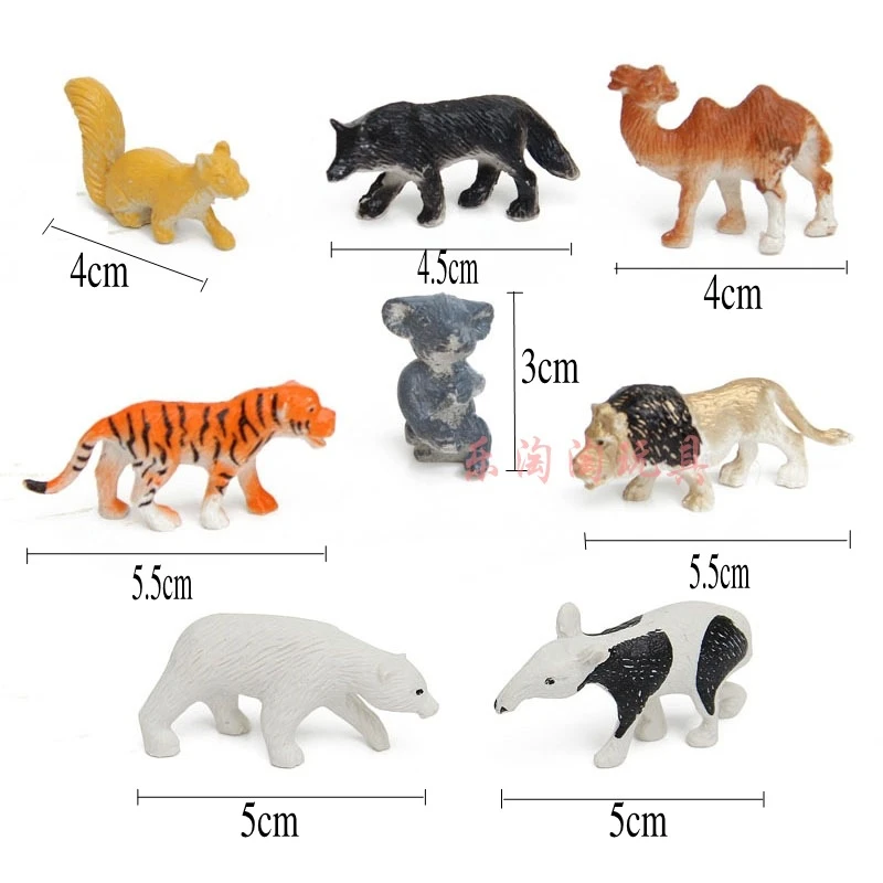 8PCS/Set Simulation Forest Wild Camel Giraffe Tiger Deer Rhinoceros Hippopotamus Crocodile Plastic Animals Mini Figure Model Toy | Игрушки и