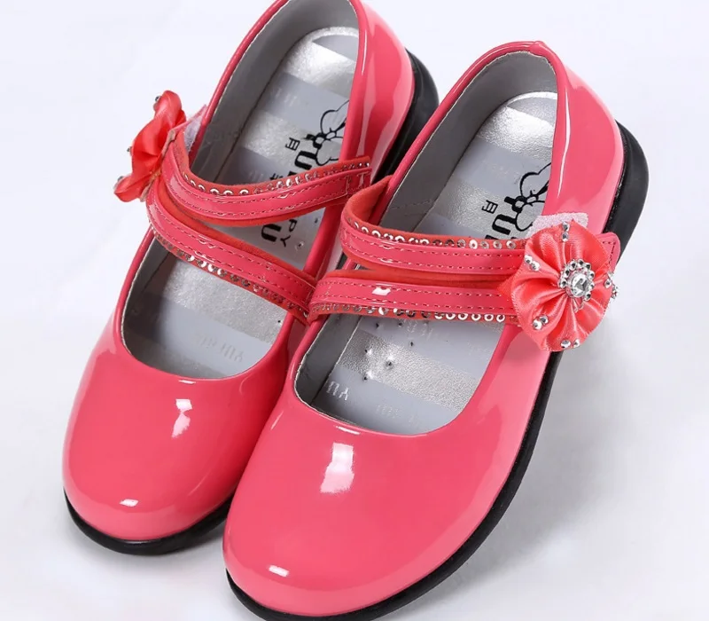 Girls Shoes Children Kid BalletShoes Little Princess Spring Summer Sweet Flower Rhinestone Patent Leather Rubber | Детская одежда и