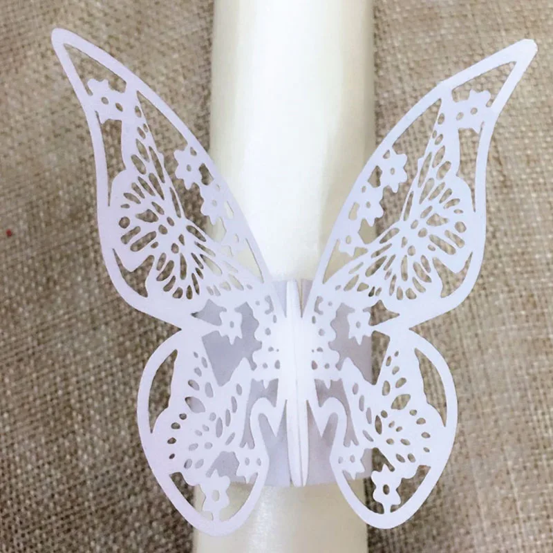 50Pieces/Lot Butterfly Style Laser Cut Porta Guardanapo Paper Napkin Rings napkins Holders Hotel Wedding Favors Table Decoration