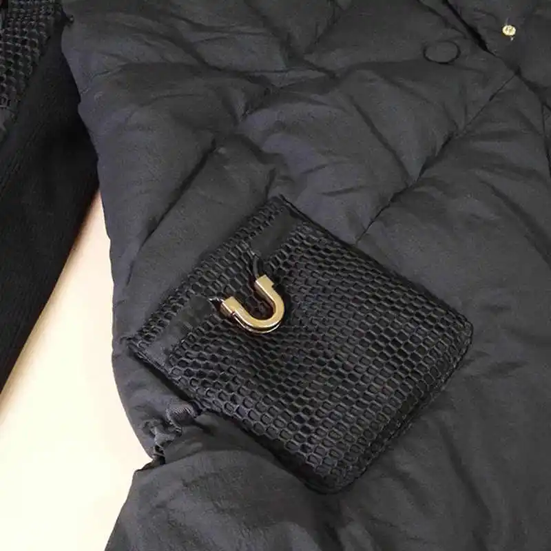 Женский длинный пуховик MissFoFo черный или белый свободный тонкий на утином пуху