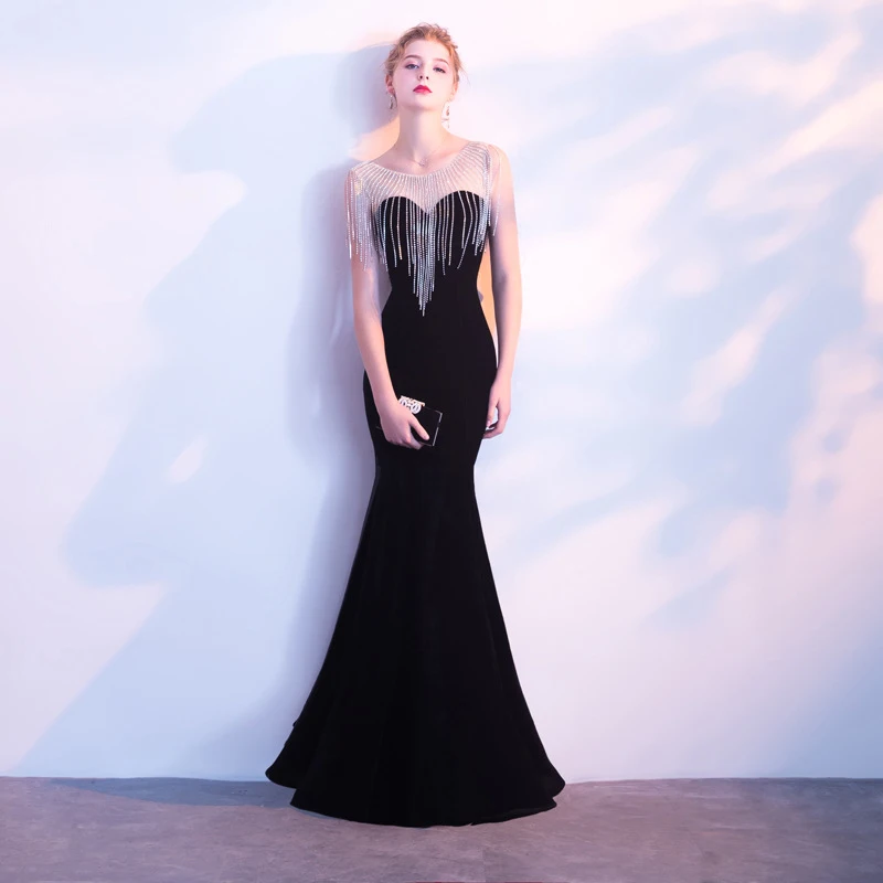 Женское платье Элегантное рыбий хвост тонкое черное женское сексуальное