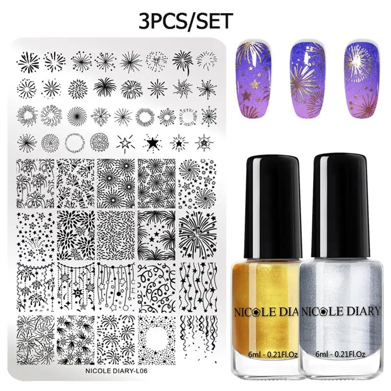 set 25 NICOLE дневник стемпинг ногтей покрытие штамп шаблоны набор мраморный Flowder изображения печатные пластины Комплект ногтей лак трафарет - Цвет: set 25