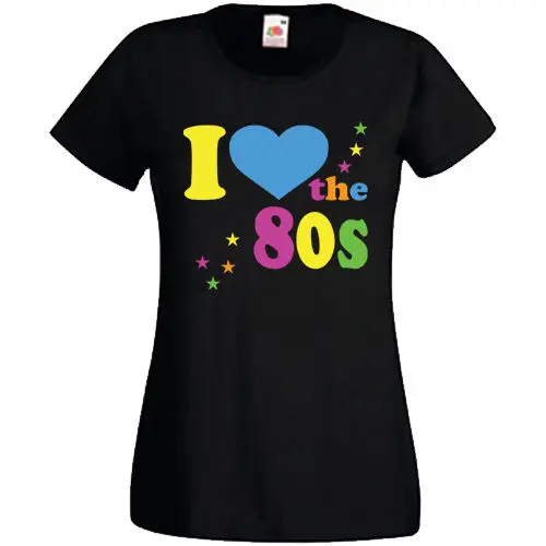 Ladyfit Женская I Love The 80's сексуальная ретро футболка с сердцем нарядное платье