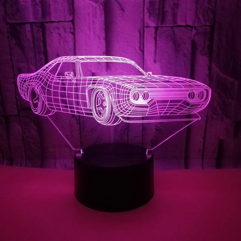 Акриловые 3D автомобиля визуализации Оптические иллюзии лампа 7 цветов Изменение Настольная лампа USB светодиодный сенсорный домашний декор ночной Светильник