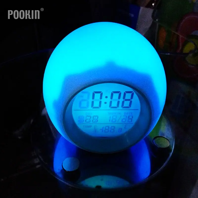 Светодиодный ночник с изменением температуры и календаря 7 цветов цифровой