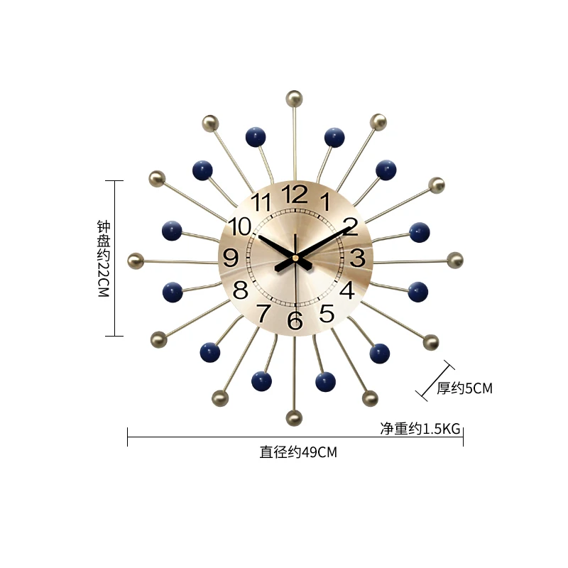 E 4949cm 49cm Nordic clock wall clock modern design mute clock living room home fashion decorative quartz clock big clock on the wall - Цвет: E 4949cm