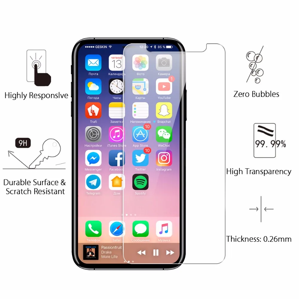 1000 шт./лот 2.5d 0 26 мм 9H Премиум Закаленное стекло Защитная пленка для iPhone X через