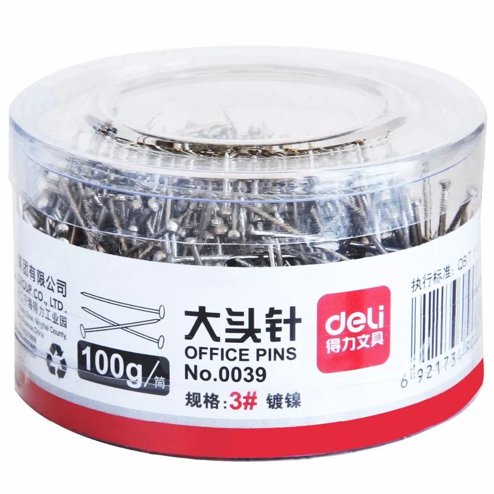 Deli 100 г/бочка металлическая офисная Серебряная Фотокарта булавка 3 # Офисные