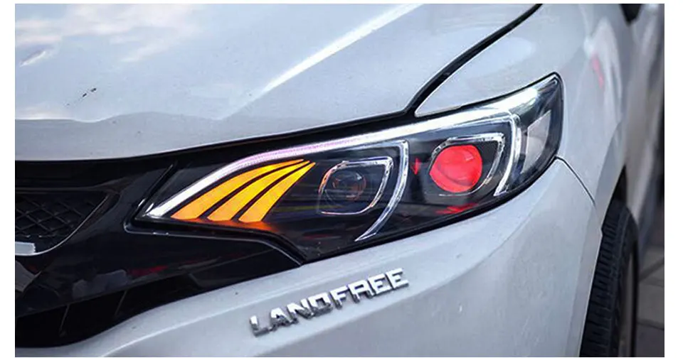 AcooSun светодиодный автомобильный фары в сборе для Honda Fit/JAZZ светодиодный Demon Eyes DRL указатели поворота объектив проектора