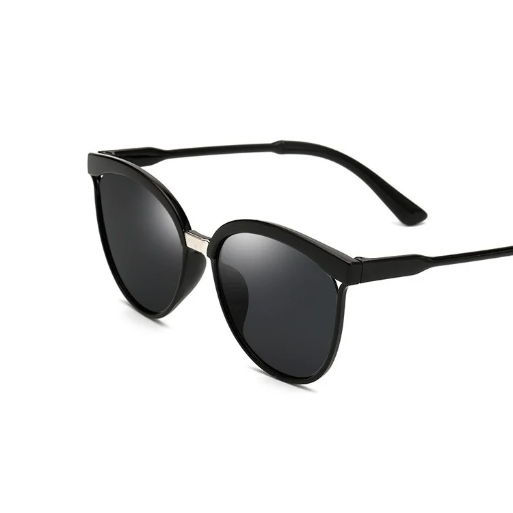 Black Lens Модные женские солнцезащитные очки кошачий глаз, негабаритные, стимпанк, Винтажные Солнцезащитные очки для женщин, Ретро стиль, брендовые, дизайнерские, цветные линзы - Цвет линз: Black Lens