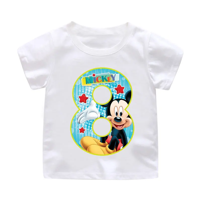ZSIIBO Birthday T-shirt Boy Girl Letter Cartoon Mouse Print Summer short sleeve O-neck Tees Children clothing Kids tops CX6L102
