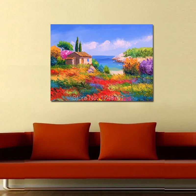 Современная картина с изображением цветов весенний пейзаж маслом на холсте для