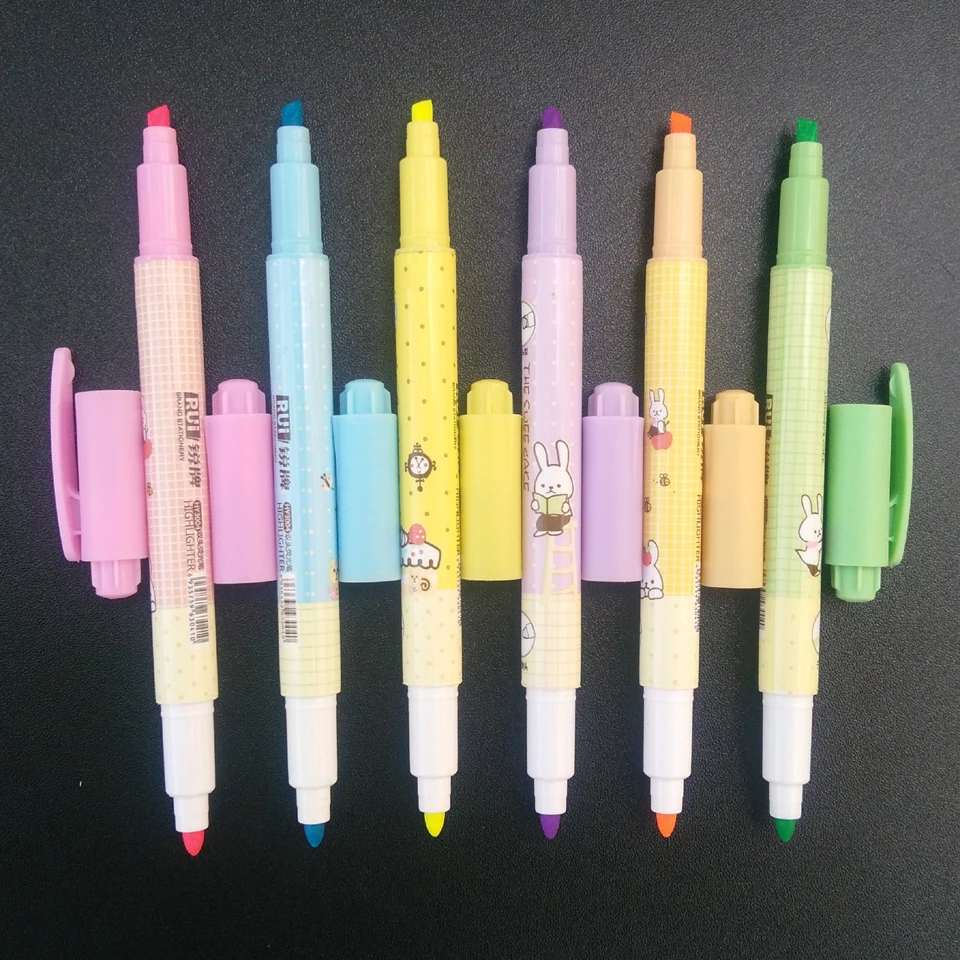 Новый мультяшный милый маркер с двойной головкой акварельные ручки свежие и