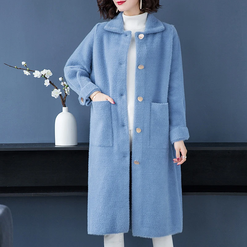 Брендовое пальто осенне-зимнее женское новинка OL Commuter однотонное с лацканами