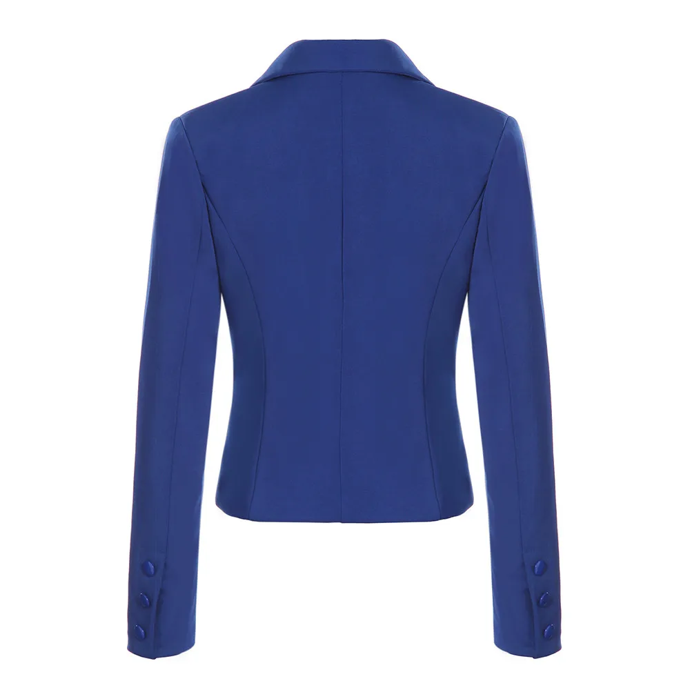 JAYCOSIN Женская куртка блейзеры женский сплошной цвет две кнопки карман Slim Fit маленький костюм пальто офисная куртка повседневные Топы блейзер