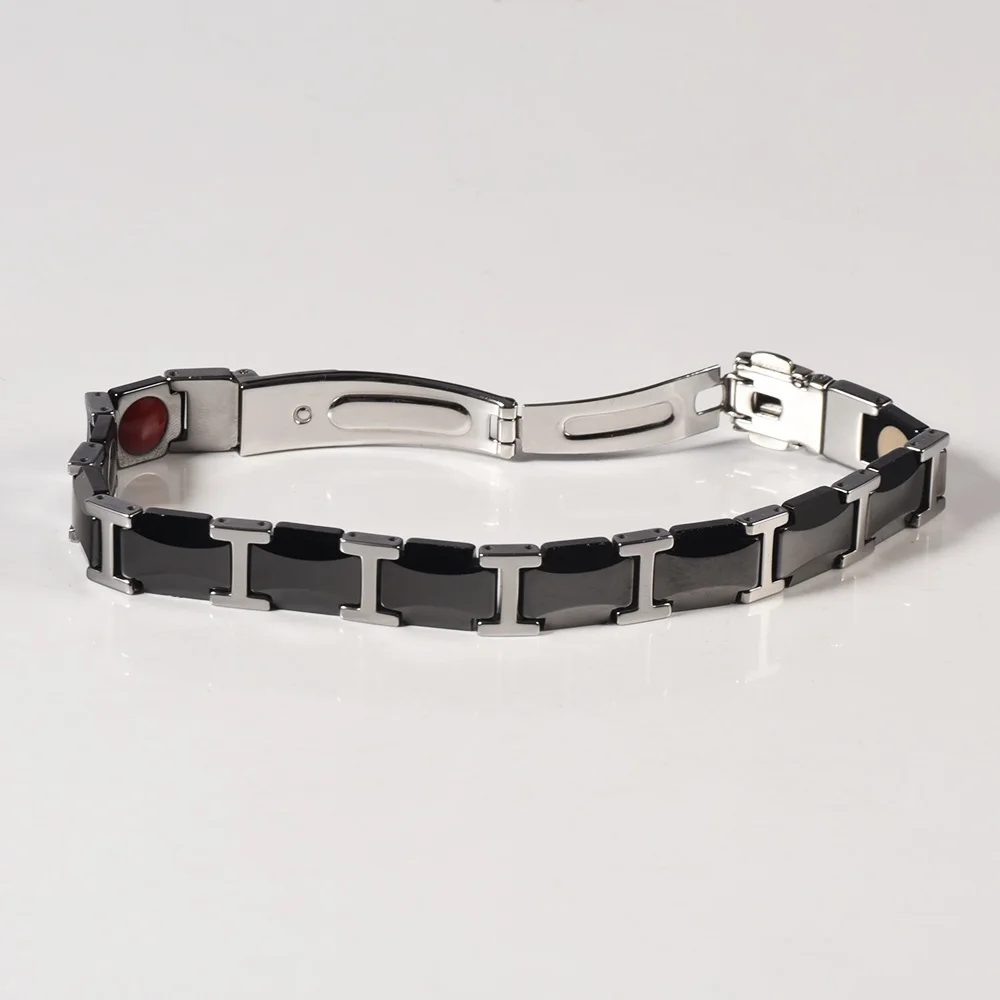 Black Bracelet Ювелирные изделия Wollet, керамические браслеты из нержавеющей стали, браслет для женщин с розовым золотом, 99.999% германий, энергетическое звено - Окраска металла: Black Bracelet